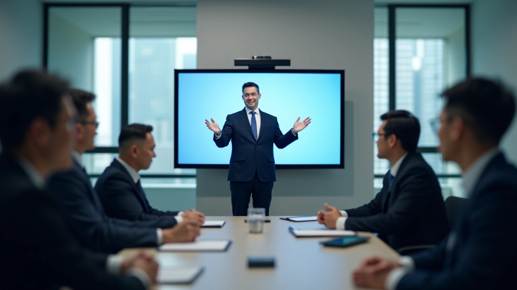 Executive team presenting to board members in modern conference room